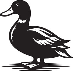 Duck Silhouette line art vector illustration on white background