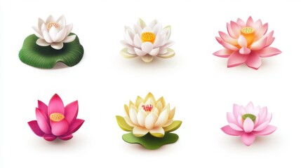 Fototapeta premium set of lotus flowers icons