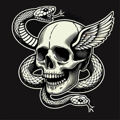 skull with wings