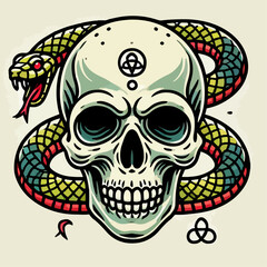 skull with snake