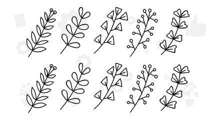 Set of doodle design elements. Arrows, wreath, floral elements vector design