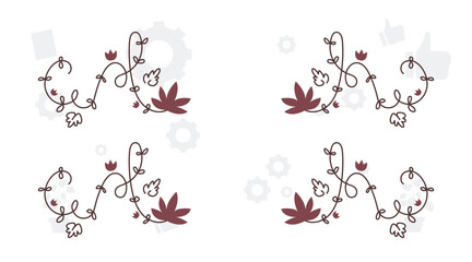 Hand drawn Eastern Islamic flower ornament text dividers, flourishes and laurel vector design elements set for decoration