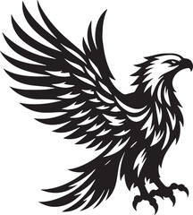 Eagle Silhouette line art vector illustration on white background