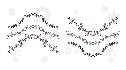 collection of hand-sketched elements - florals, calligraphic elements, arrows, ampersands and catchwords, bursting rays, wreaths and much more