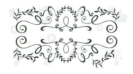 Hand drawn design elements collection. Floral frames, corners, dividers, calligraphic lines, borders, swirls. Illustration in vintage style