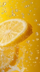 A yellow lemon on a bright, solid background