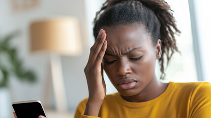 Person experiencing distress while holding head and staring at phone, reflecting modern challenges and emotional struggles in the digital age.