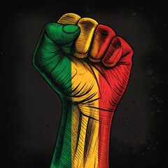  Raised Fist with Pan-African Colors - A Symbol of Strength, Unity, and Liberation