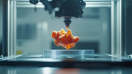 Modern 3D Printing Technology, crafting technique, closeup manufacturing
