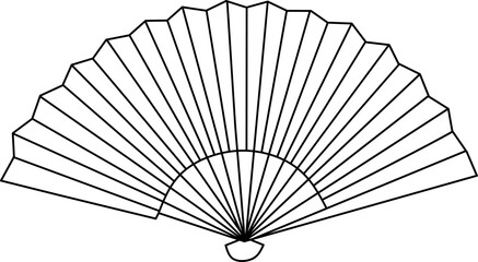 icon Chinese hand fan design, with various design shapes, with a hand drawn black outline style