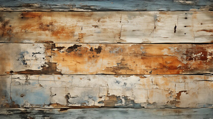 Obraz premium An old wooden wall with peeling paint.