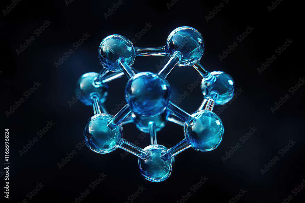 Aufkleber a 3d rendering of a molecule, showcasing its complex structure and atomic bonds.