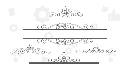 Hand drawn Eastern Islamic flower ornament text dividers, flourishes and laurel vector design elements set for decoration