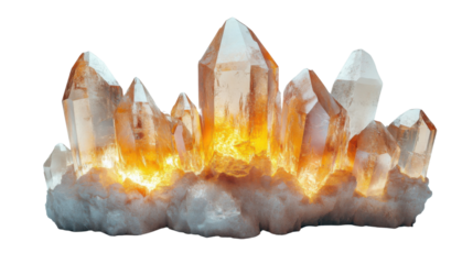 beautiful crystal 3d rendering front view on white background