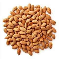 Obraz premium Raw Almonds, Isolated on a White Background, Cut Out, Healthy Snack, Nutritional Food, Natural Ingredients, Organic Eating