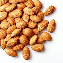 Fototapeta premium Raw Almonds, Isolated on a White Background, Cut Out, Healthy Snack, Nutritional Food, Natural Ingredients, Organic Eating