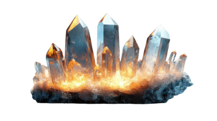 beautiful crystal 3d rendering front view on white background