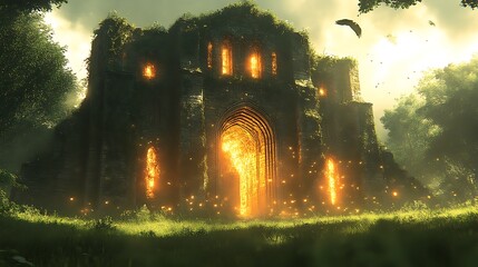 Ancient Stone Ruins Glowing With Inner Light