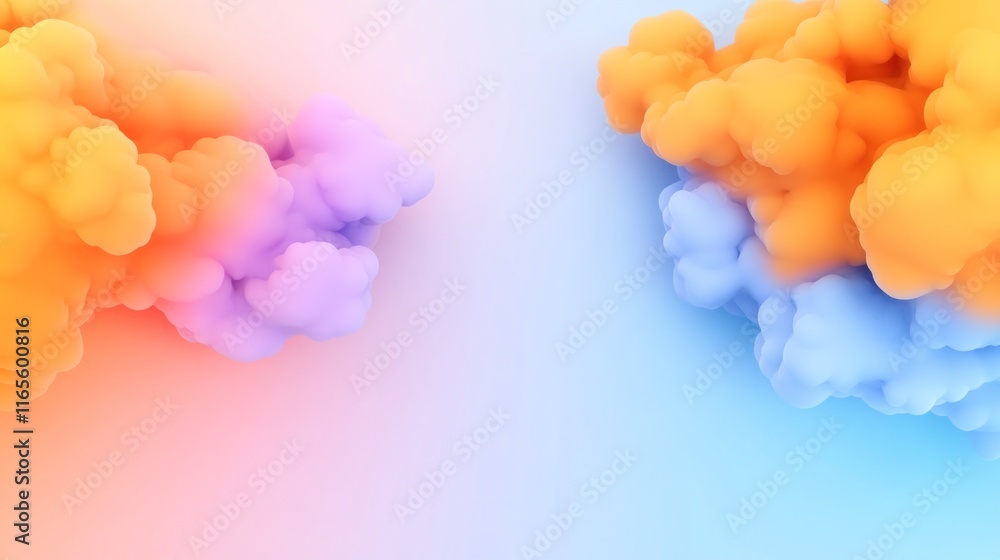 Poster colorful abstract clouds in soft gradients for design use.