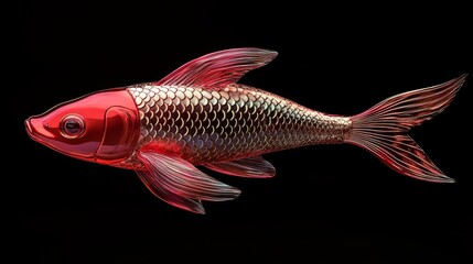 Fototapeta premium Shiny Golden Red Fish in 3D Illustration for Festive Mood