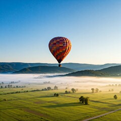 Fototapeta premium hot air balloon in the mountains