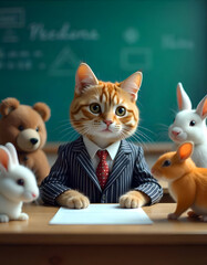 Fototapeta premium Cat manager in a suit 