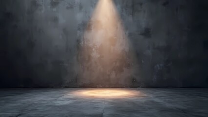 Obraz premium A dimly lit stage with a single spotlight highlighting the center, evoking anticipation for a performance, generative ai