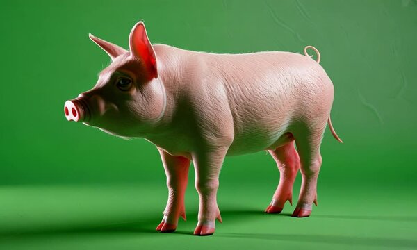 The pink pig moved slightly backwards