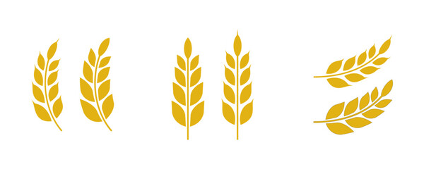 Gold wheat silhouette collection. Wheat or rice icon symbol vector illustration.