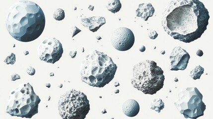 Meteorites Isolated on White Background: Space Exploration, Rare Minerals, Scientific Research, Cosmic Discoveries