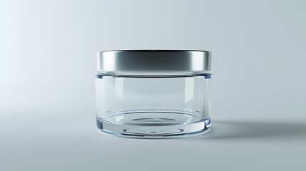 A classic clear glass jar on the beautifull empty background .