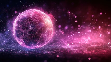 Fototapeta premium Digital art creation of biometric identity verification sphere online abstract cosmic futuristic concept