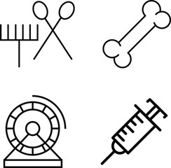 Outline icon related to animal welfare. Linear icon collection. Editable stroke. Vector illustration. Icon Doodle black and white related to Dog's and animal with transparent background.