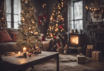 Grungy Christmas-themed room interior creating a unique and atmospheric setting for holiday-themed d