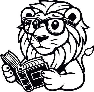 Lion Reading a Book