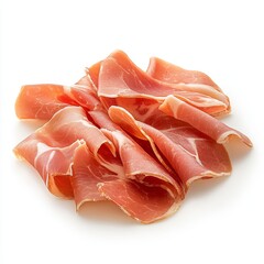 Prosciutto Isolated on White Background: Gourmet Cuisine, Italian Delicacy, Culinary Art, Charcuterie Board Essentials