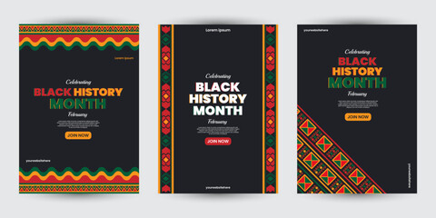 Collection of Black history month design for social media posts, greeting card, cover, sale promotion templates. Celebrating black history month