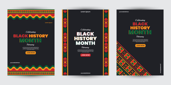 Collection of Black history month design for social media posts, greeting card, cover, sale promotion templates. Celebrating black history month