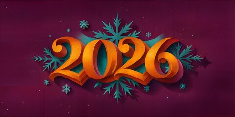 stylish calligraphy of year 2026 background.