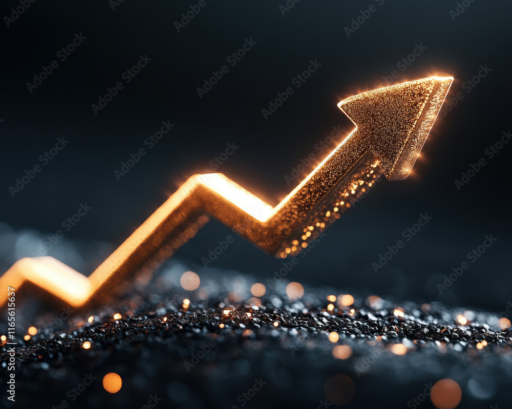 Aufkleber symbolic arrow graph pointing to increased revenue, representing growth and success in business. shi