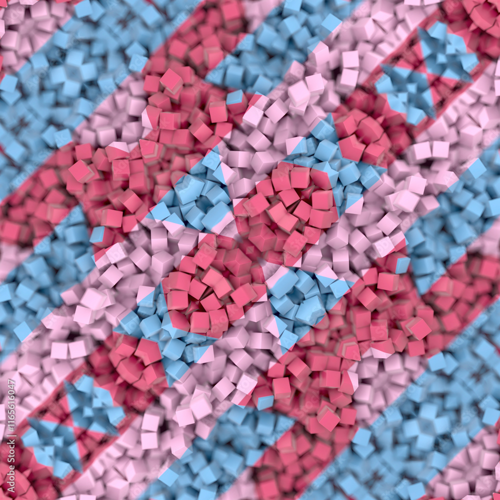 Leinwandbilder digital illustration featuring a geometric pattern of many small three-dimensional cubes. the color 