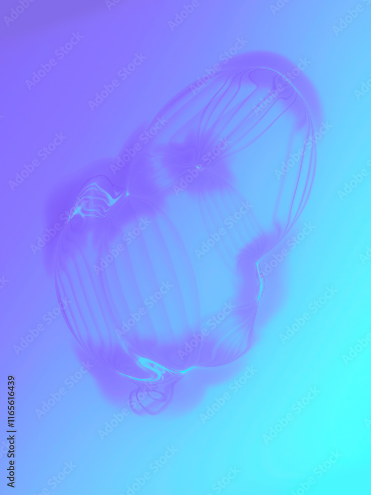 Aufkleber Geometric abstraction with thin lines in neon purple and blue tones, creating a modern and technological look. 3d rendering digital illustration