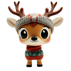 Fototapeta premium Christmas Reindeer, Clipart Style, isolated on transparent background
