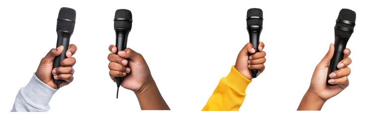 PNG various hands holding microphones