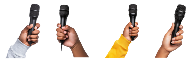 PNG various hands holding microphones