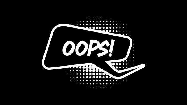 Comic speech bubbles with halftone shadows in pop art style graphic animation. Alpha channel. Transparent background motion design. 4K resolution