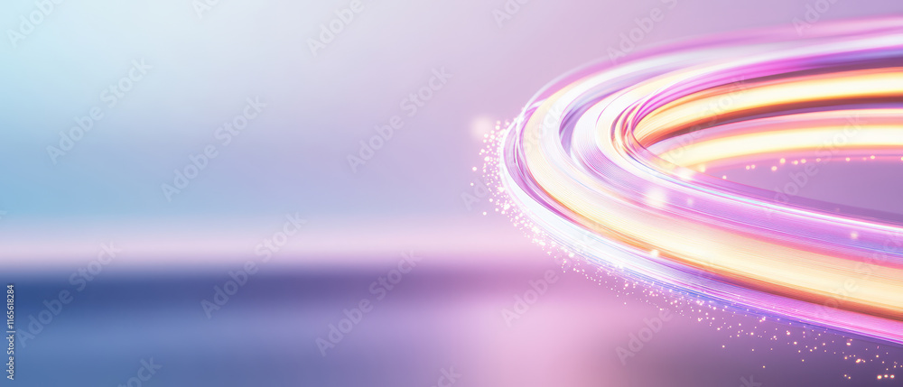 Poster abstract artistic visualization of payment cycles with vibrant colors and light trails, creating dyn