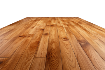 Realistic wooden flooring perspective view isolated on transparent background