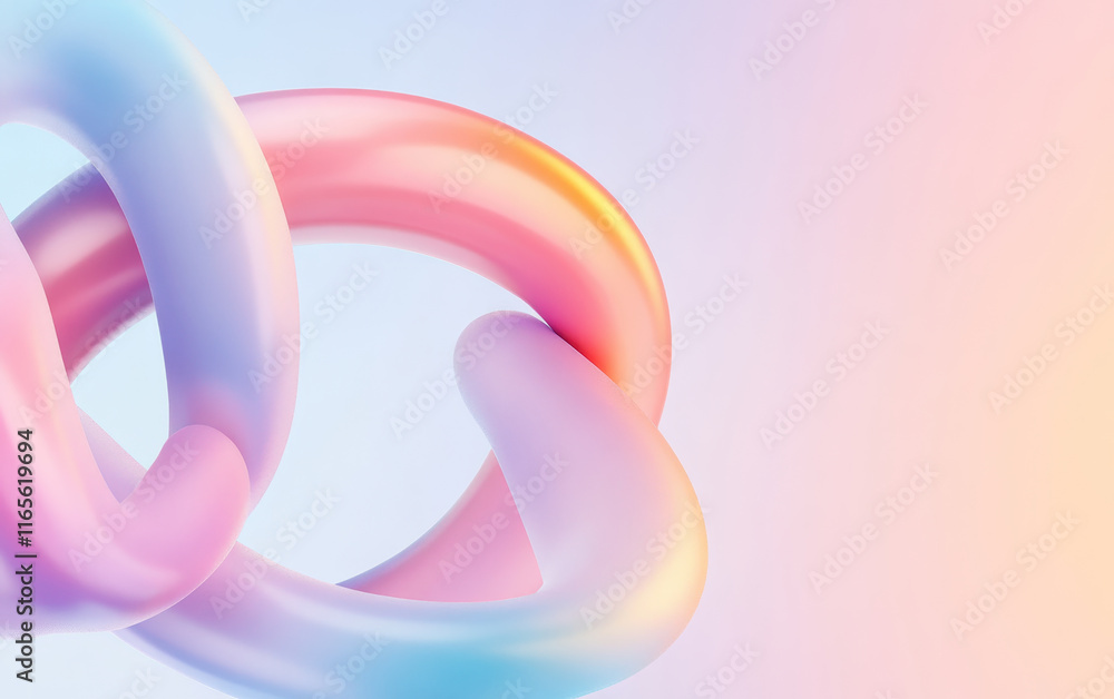 Poster abstract colorful shapes intertwine in soft gradient background, creating modern and futuristic aest