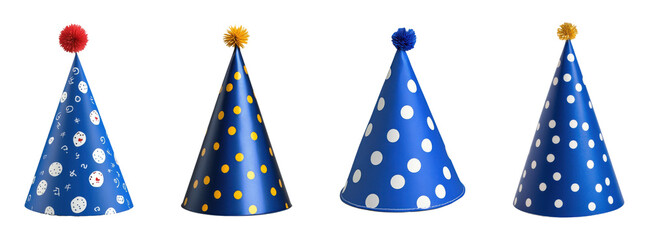 Obraz premium Party hats set isolated on a transparent background